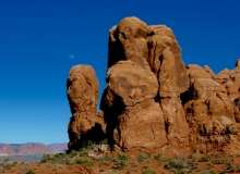 Moon and Rocks, Arches, UT