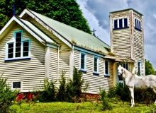 Church and Horse, Ikamatua⁩, NZ